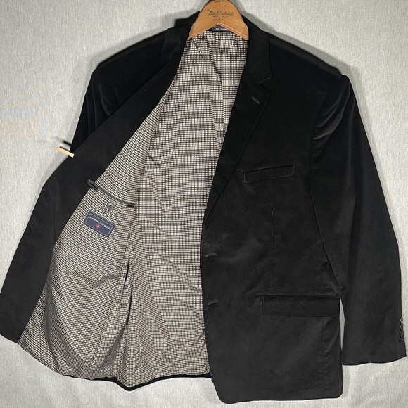 NWT Saddlebred 44R Corduroy Cotton Sport Coat Blazer Jacket Solid Black 2 Button - Picture 5 of 10